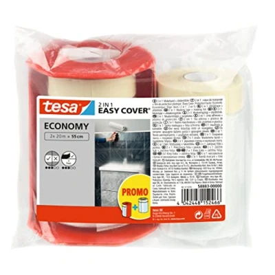 Abbildung von tesa Abdeckfolie EASY COVER Economy Malerband und Abdeckpapier, (Kombi Set, 2 St., Abdeckplane), Kreppband &amp; Malerplane Abdecken Abkleben für saubere Malerarbeiten