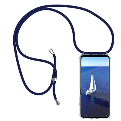 Abbildung von EAZY CASE Handykette kompatibel mit Xiaomi Redmi Note 9T 5G Handyhülle Umhängeband, Handykordel Schutzhülle, Silikonhülle, Hülle Band, Stylische Kette für Smartphone, Navy Blau