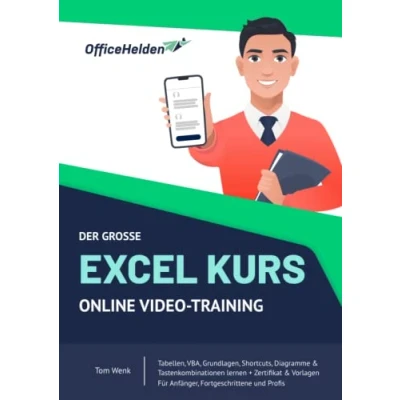 Abbildung von Der große Excel Kurs I Online Video Training Tabellen, VBA, Grundlagen, Shortcuts, Diagramme &amp; Tastenkombinationen lernen + Zertifikat Vorlagen Für Anfänger, Fortgeschrittene und Profis