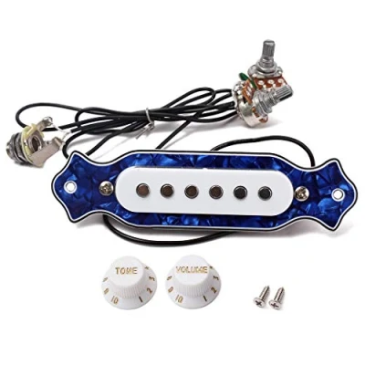 Abbildung von Alnicov Blue Sound Hole Magnetischer Tonabnehmer mit Lautstärkereglern für 6 saitige Folk Akustik oder E Gitarre