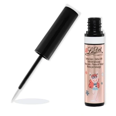 Abbildung von LaDot Tattoo Liner für Kinder und Erwachsene, wasserfester Body Arm, temporäre fake Tattoos zum Selbstgestalten Verzieren, Vegan hypoallergen, 4 ml, Weiß