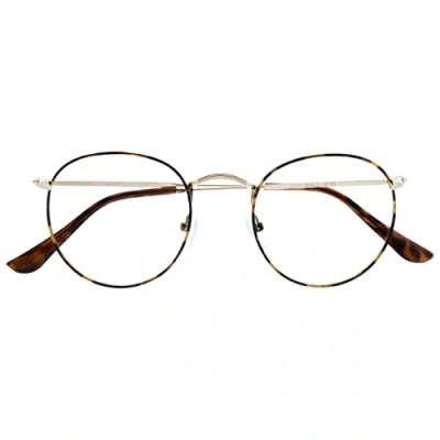 Abbildung von OPULIZE Sol Lesebrille Blaulichtfilter Runder Metall Retro Rahmen Verbessern Den Schlaf Computer Gaming Entspiegel Braun Schildpatt Herren Damen B94 2 +3.00