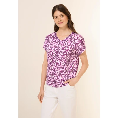 Abbildung von Cecil Vneck Tshirt print, Damen, Größe: Large, Pink