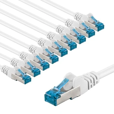 Abbildung von goobay 66052 CAT 6a Netzwerkkabel im 10er Set/Patchkabel geschirmt S/FTP/CU Ethernet Kabel, PiMF, LSZH/Cat Kabel mit 10Gbits / Weiß 10x 1m