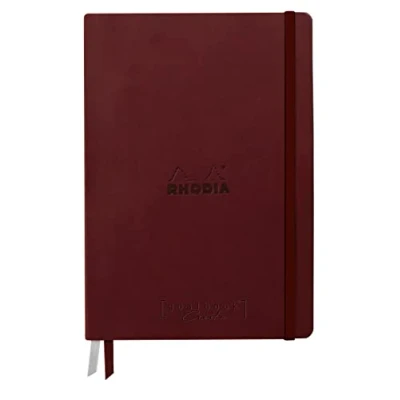 Abbildung von Clairefontaine Rhodia 194152C Rhodiarama, Goalbook Creation DIN A5 mit festem Umschlag, 50 Blatt Lavis technique weiß blanko 200g, Gummizugverschluss, 1 Stück, Weinrot