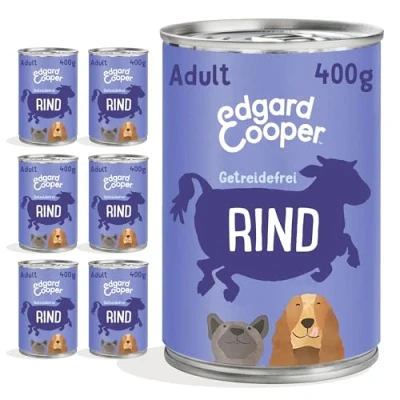 Abbildung von Edgard &amp; Cooper Nassfutter für Hunde (Rind, 400g x 6), Getreidefrei, natürliche Zutaten und frisches Fleisch, voller essentieller Aminosäuren
