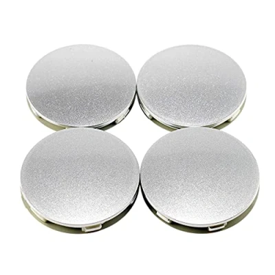 Abbildung von Rhinotuning 4 Stück Satz 62 mm Nabenkappen Radnabenabdeckungen Nabenabdeckungen Radnabenabdeckung Kompatibel mit 2008 A5/RacingTE37 15&quot;&amp;16&quot; A Flacher Typ für C OD 62mm ID 58mm (Silber)
