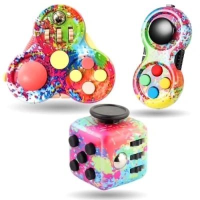 Abbildung von Steemjoey 3Pcs Anti Stress Würfel Spielzeug, Fidget Toy Cube, Pad Controller zum Stressaubbau bei Nervösität für ADD, ADHS, Autismus, Teenager, Kinder, Erwachsene (Farbe)