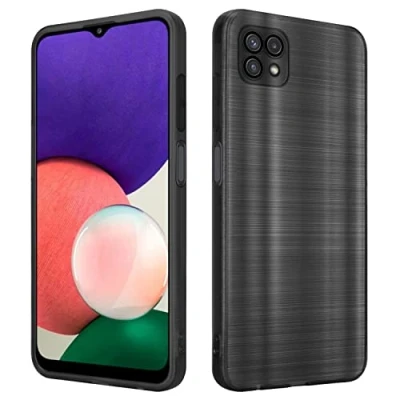 Abbildung von Cadorabo Hülle kompatibel mit Samsung Galaxy A22 5G Schutzhülle TPU Silikon Case Brushed Design Kameraschutz Slim Kratzfest Weiche Gummi Rundumschutz für in Schwarz