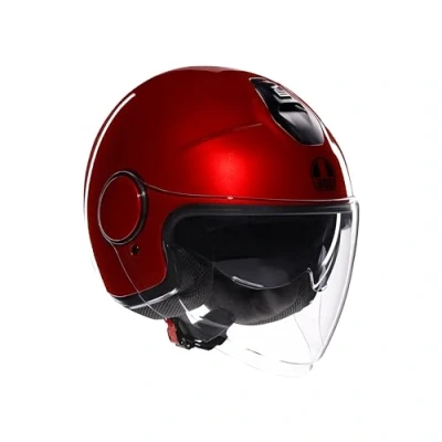 Abbildung von AGV ETERES E2206, Unisex Jet Motorradhelm, Motorrad Helm mit Diebstahlschutzring, Anti Kratz und UV Visier, Technologie zur Sofortigen Schweißabsorption, Corsa Red, M