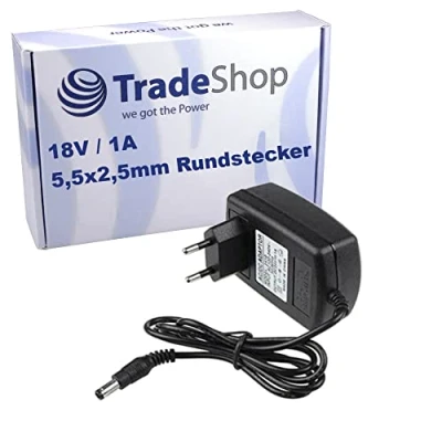 Abbildung von Trade Shop 18V 1000mA Netzteil Ladegerät Ladekabel 150cm kompatibel mit Logitech Squeezebox, UE Smart/Radio Musikplayer Internetradio WLAN Radio
