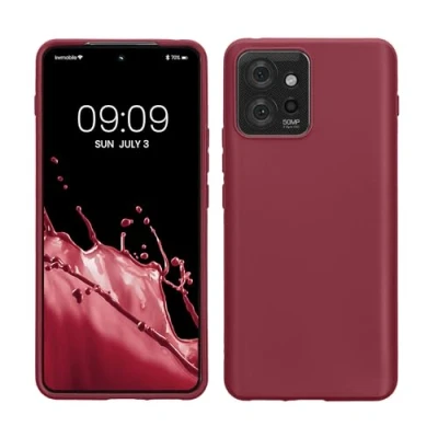 Abbildung von kwmobile Hülle kompatibel mit Motorola ThinkPhone weiches TPU Silikon Case Cover geeignet für kabelloses Laden Bordeaux Violett