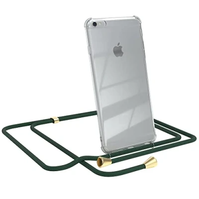 Abbildung von EAZY CASE Handykette kompatibel mit iPhone 6 / 6S Plus Handyhülle Umhängeband, Handykordel Schutzhülle, Silikonhülle, Hülle Band, Stylische Kette für Smartphone, Grün