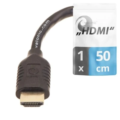 Abbildung von valonic HDMI Kabel kurz, 50cm 4k, ARC, UHD, Full HD, Ethernet schwarz 0,5m TV Kabel, Monitorkabel, kurzes für PS5, PC, Switch