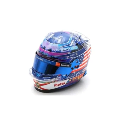 Abbildung von Spark Maßstab 1/5 kompatibel mit Arai Williams Racing F1 Team Replica Helm Logan Sargeant (Miami GP 2023) in Blau