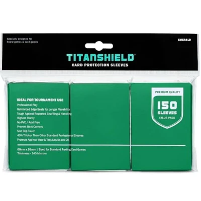 Abbildung von TitanShield Premium Emerald 150 Sleeves Standard Size Board Game Trading Card Deck Protector for Magic The Gathering MTG, Baseball Collection, Dropmix