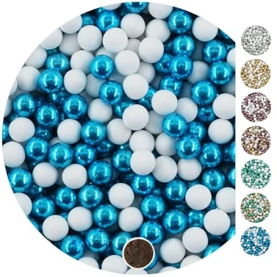 Abbildung von EinsSein 1kg Schokokugeln Mix mini weiss blau metallic 1 cm Gastgeschenke Hochzeit, Taufe, Kommunion, Weihnachten perfekt für Reagenzgläser Alternative Schokolinsen, Hochzeitsmandeln