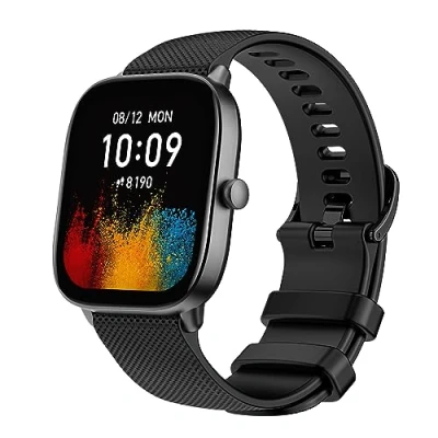 Abbildung von TiMOVO Silikon Armband Kompatibel mit Amazfit GTS 2 Mini/GTS 4 Mini/GTR 42mm/Amazfit Bip 3/3 Pro/Amazfit GTS/GTS 3 4, Verstellbar Uhrenarmband Sport Ersatzarmband, Schwarz