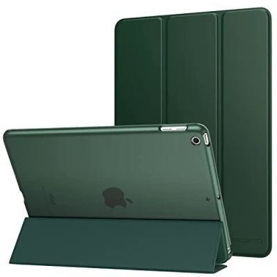 Abbildung von MoKo Hülle Kompatibel für iPad 9.7 2017/2018, 5./6. Generation PU Leder Tasche Schutzhülle Schale Smart Case mit Transluzent Rücken Deckel Auto Schlaf/Wach Stanfunktion, Nachtgrün