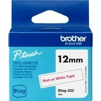 Abbildung von Brother Original Btag 232 Schriftband 12mm breit, 4 m lang, rot/weiß