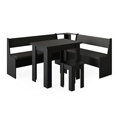 Abbildung von Vicco Sitzgruppe Roman, Schwarz, 150 x 180 cm mit Tisch, (Set, 5 tlg., er Set), ausklappbarer Tischplatte
