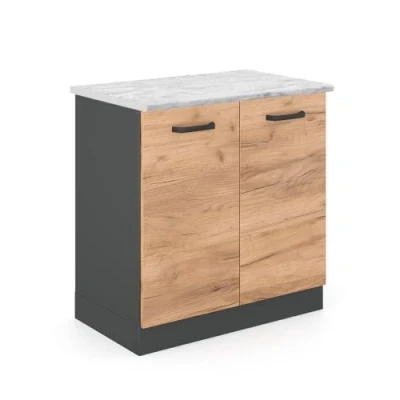 Abbildung von Vicco Spülenunterschrank R Line, Goldkraft Eiche/Anthrazit, AP Marmor
