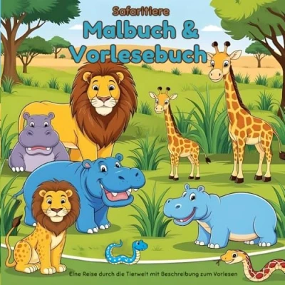 Abbildung von Safaritiere Malbuch &amp; Vorlesebuch: Eine Reise durch die Tierwelt mit Bbeschreibung zum Vorlesen