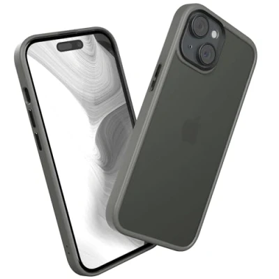 Abbildung von EAZY Case Hybrid Outdoor kompatibel mit iPhone 15 Handyhülle für Hülle als Fallschutz schlanke Schutzhülle stoßfestes Cover in Matt Transparent/Anthrazit