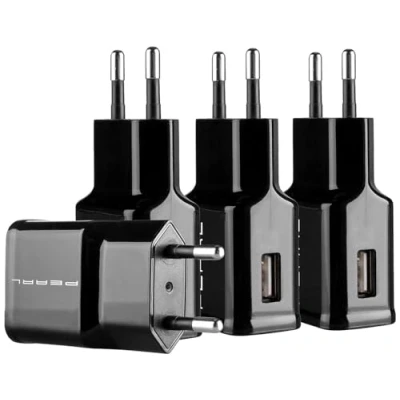 Abbildung von PEARL Netzteil Steckdosen: 4er Set kompakte USB Netzteile, A, 5 V, 2,1 A / 10,5 W, schwarz (Ladegerät Stecker, Adapter Netzstecker)