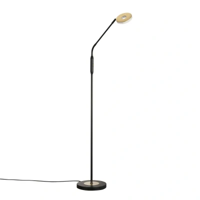 Abbildung von Fischer &amp; Honsel Stehleuchte, Dent sandschwarz/gold H: 150 cm, D: 23 A: 40 cm stufenlos dimmbar Farbtemperatureinstellung 3 Stufen 1x LED 7,5W 2700/3350/ 4000 K 820 lm EEG: F 40497