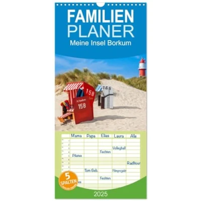 Abbildung von Familienplaner 2025 Meine Insel Borkum mit 5 Spalten (Wandkalender, 21 cm x 45 cm), CALVENDO