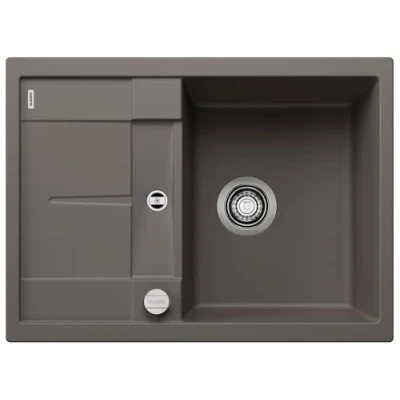 Abbildung von BLANCO METRA 45 S Compact Granitspüle aus SILGRANIT vulkangrau Einbauart: Einbau von Oben reversibel für cm breite Unterschränke Großes Becken Reinigungsfreundliche Öberfläche