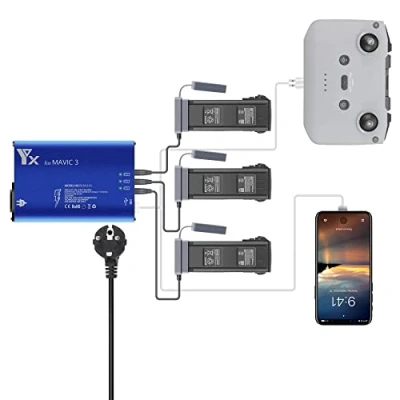 Abbildung von 5 in 1 Akku Ladegerät Intelligent Charger Hub für DJI Mavic 3 Drone oder Fernsteuerung