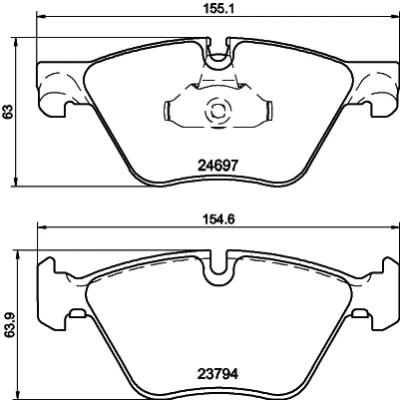 Abbildung von HELLA 8DB 355 014 351 Bremsbelagsatz für Verschleißwarnanzeiger vorbereitet BMW: 5 Limousine, Touring