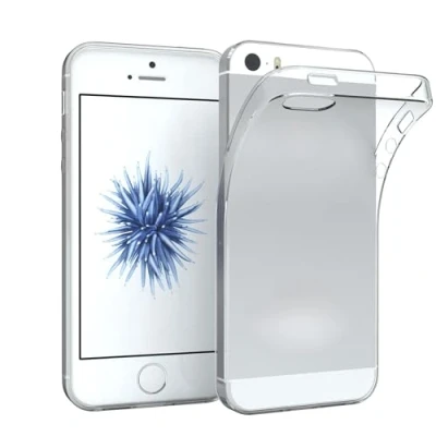 Abbildung von EAZY CASE Hülle kompatibel mit iPhone 5 / 5S SE (2016) Schutzhülle Silikon, Ultra dünn Slimcover, Handyhülle, Silikonhülle, Backcover, Transparent/Durchsichtig, Transparent