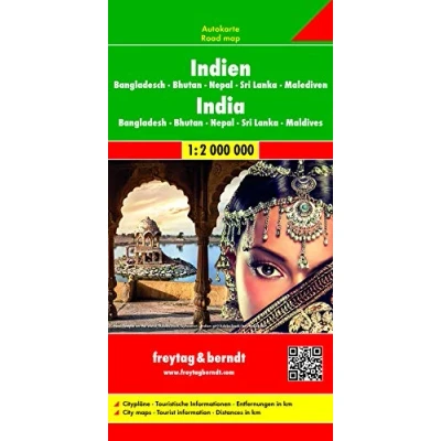 Abbildung von Indien Bangladesch Bhutan Nepal Sri Lanka Malediven, Autokarte 1:2.000.000: Wegenkaart 1:2 750 000