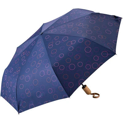 Abbildung von EuroSCHIRM Taschenregenschirm &quot;Umwelt Taschenschirm, marine, Kreise pink&quot;, kompakte Größe, Automatik, Echtholzgriff aus Buche