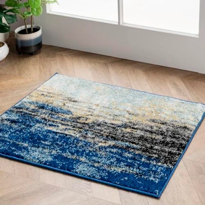 Abbildung von nuLOOM Waterfall Vintage Abstrakter Teppich, 60 cm x 90 cm, Blau