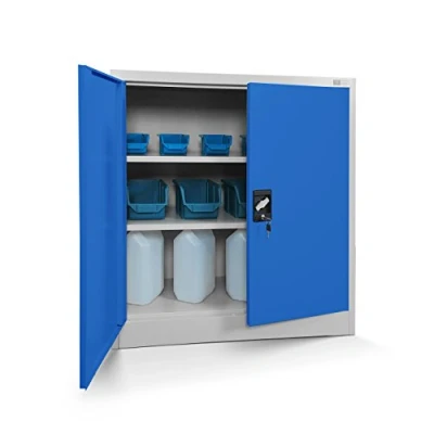 Abbildung von Jan Nowak Kleiner Aktenschrank C001B Büroschrank Metallschrank Lagerschrank 2 Verstellbare Fachböden Pulverbeschichtet Abschließbar 92,5 cm x 90 40 (Grau Blau)
