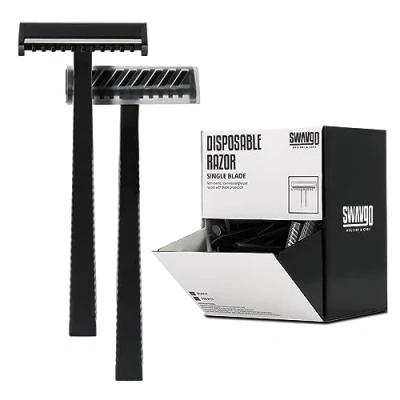 Abbildung von SWAVGO Einmal Rasierer 1 Klinge 100 Stück/Pack Einwegrasierer Männer Frauen einklinge einschneidig für Tattoo Studio, Kosmetikstudio etc. (1 Pack)