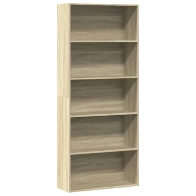 Abbildung von vidaXL Bücherregal, Bücherschrank mit 5 Fächern, Standregal für Wohnzimmer Büro, Büroregal Wandregal Raumteiler, Sonoma Eiche Holzwerkstoff