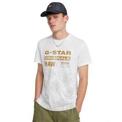 Abbildung von G Star PALM Originals Tshirt print, Herren, Größe: Small, White