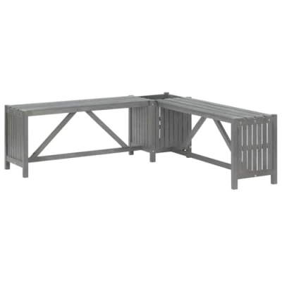 Abbildung von vidaXL Gartenbank Garten Eckbank mit Pflanzkübel 117 cm Massivholz Grau (1 St)