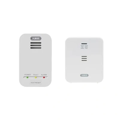 Abbildung von ABUS Kohlenmonoxid Melder COWM370 CO mit 7 Jahres Sensor, 85 dB lautem Alarm UND Gasmelder GWM100ME für Gasthermen Erdgas (Methan) / Stadtgas Alarmlautstärke Set