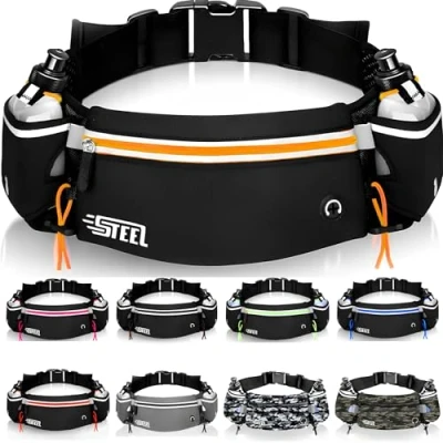 Abbildung von Laufgürtel Running Hydratation Belt, Bananentasche Flaschenhalter, wasserdichte und reflektierende Flasche für Trail Jogging Footing Wandern Radfahren, Geschenk Mann Frau (ORANGE)
