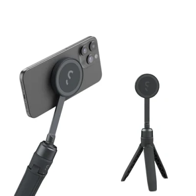 Abbildung von ShiftCam SnapStand Mini Video Selfie Stick und Stativ Magnetische Halterung für jedes Handy Neigbares Design (Midnight)