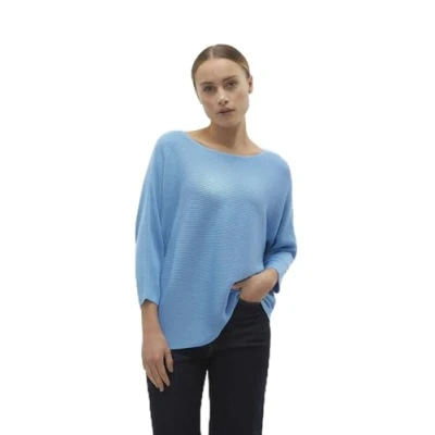 Abbildung von Vero Moda Vmnora 3/4 Boatneck Strickpullover, Damen, Größe: Medium, Bonnie blue