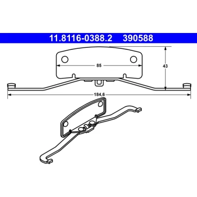 Abbildung von ATE 11.8116 0388.2 Feder, Bremssattel VOLVO: V60 I, V70 3, FORD: S Max Mk1