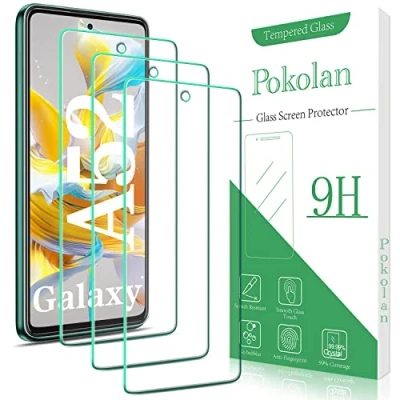 Abbildung von Pokolan 3 Stück Schutzglas für Samsung Galaxy A52, A52 5G, A52S Frei von Kratzern, 9H Härte, HD Displayschutzfolie, 0.33mm Ultra klar, Blasenfrei, Ultrabeständig