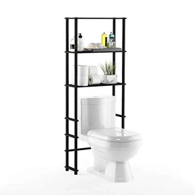 Abbildung von Furinno Platzsparender WC Schrank mit 2 Ablageflächen, Espresso/Schwarz, 22.9 x 59.9 164 cm